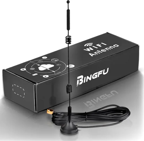 Vista 5 de Bingfu Antena WiFi de banda dual 2.4GHz 5GHz 5.8GHz 9dBi con base magnética RP-SMA macho para enrutador WiFi, tarjeta de red inalámbrica, adaptador