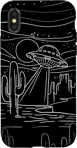 Vista 5 de iPhone 16 UFO Desert Retro Alien Spaceship Area 51 ET Space Lover Gift Case