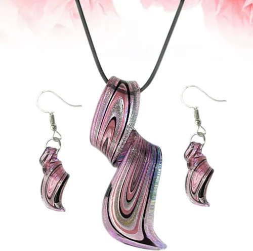Vista 3 de Holibanna Aretes y collares en forma de espiral con colgante de cristal, joyería colgante, regalo para mujer, collar bohemio, aretes colgantes