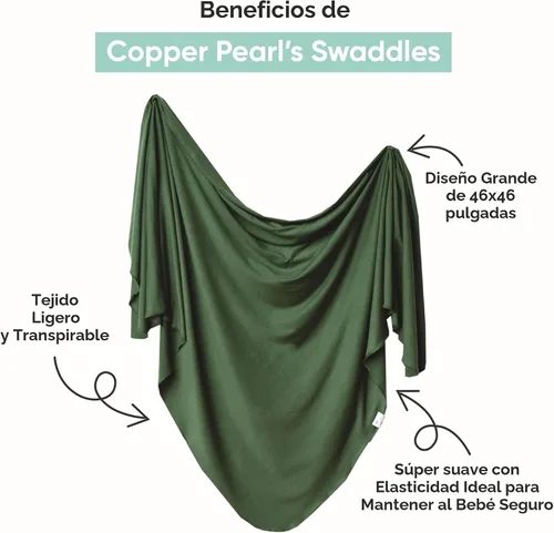 Vista 2 de Copper Pearl Mantas envolventes para recién nacidos Mantas de recepción suaves y elásticas para niños y niñas Mantas grandes de 46 x 46 pulgadas