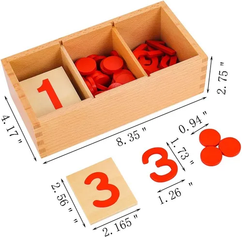 Vista 2 de Kghios Montessori Math Toy Materials Tarjetas y contadores 3 años