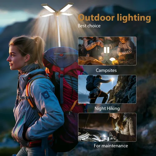 Vista 9 de IPARTS EXPERT Luces telescópicas para campamento recargables de 14000 mAh, luces magnéticas recargables para camping, linterna telescópica IPX5