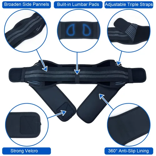 Vista 8 de SI Joint Belt para hombres – Cinturón fuerte de apoyo pélvico y de cadera con correas laterales ampliadas – Alivio del dolor sacroilíaco