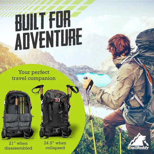 Vista 2 de TrailBuddy Trekking Poles – Lightweight 7075 Aluminum Hiking Poles for Women, Men & Seniors – Collapsible Walking Sticks for Travel, Trails & Balance