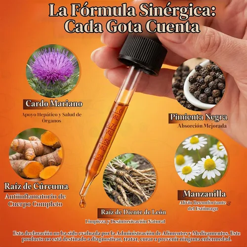 Vista 3 de Gotas de curcumina de cúrcuma y cardo mariano, salud del hígado y apoyo