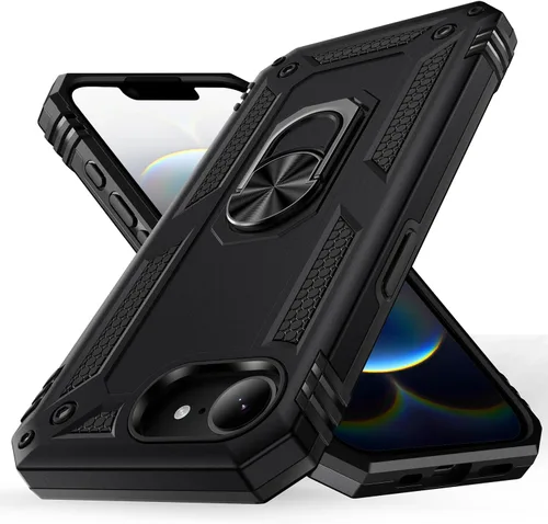 Vista 15 de Korecase Funda de teléfono para iPhone 16 con anillo de soporte, grado militar, a prueba de golpes, cuerpo completo, protección resistente para Negro