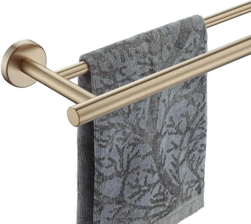 Vista 13 de JQK Barra Doble para Toallas Dorada, 15 Pulgadas de Acero Inoxidable 304 Gruesa de 0.8mm Soporte para Toallas para Baño y Toallas de Mano, Montaje