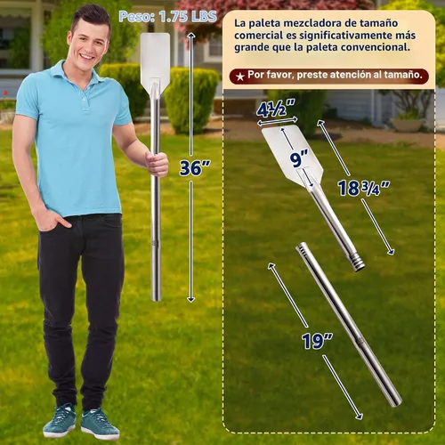 Vista 3 de ARC - Paleta mezcladora de acero inoxidable de 36 pulgadas con mango