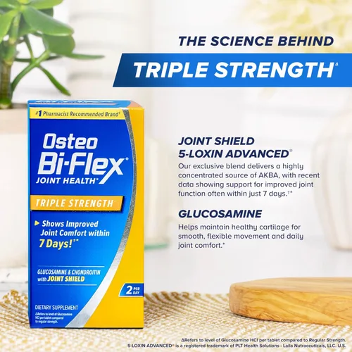 Vista 6 de Osteo Bi-Flex Triple Fuerza(5), Glucosamina Condroitina con Vitamina C - Suplemento para la Salud de las Articulaciones, Tabletas Recubiertas, 40