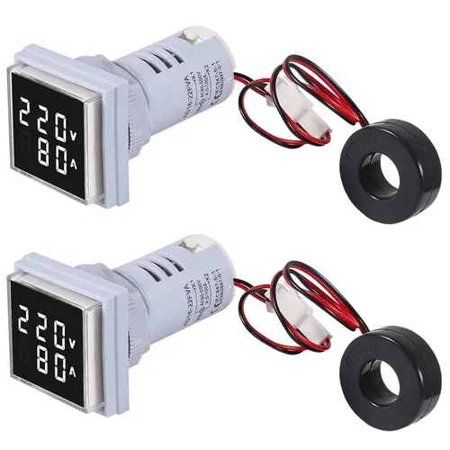Vista 10 de 2 voltímetros de amperímetro digital de CA de 60-500V 0-100A, pantalla de tubo digital cuadrado de 0.866 in con transformador, pantalla LED Azul