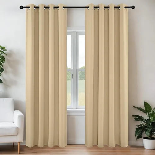 Vista 56 de Joydeco - Juego de 2 paneles de cortinas opacas de 63 pulgadas, 2 cortinas largas con aislamiento térmico burg, cortinas de oscurecimiento