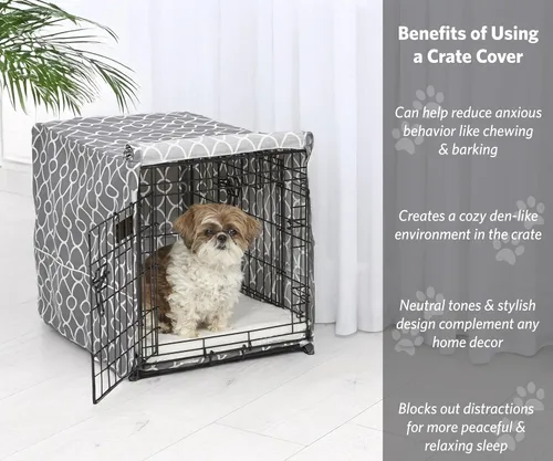 Vista 2 de MidWest Homes for Pets Funda para jaula para perros pequeños con protector de tela de Teflon, funda de privacidad de poliéster y algodón