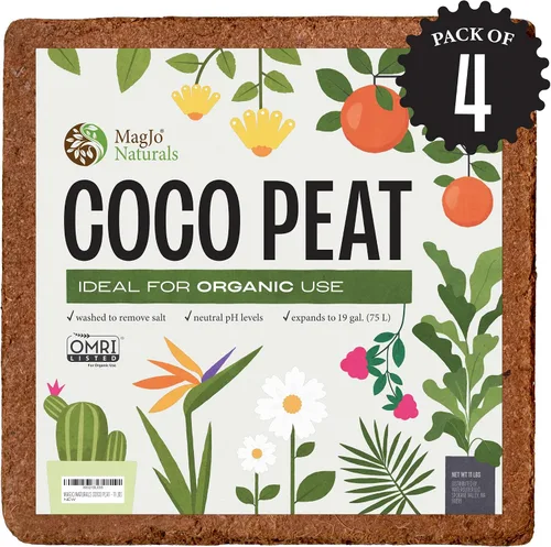 Vista 10 de MagJo Naturals - Turba comprimida de fibra de coco, bloque de tamaño mediano de 11 libras.