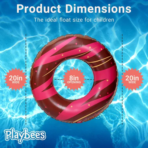 Vista 2 de Playbees Donut Pool Floats - 20 Inch - Inflatable Floaties for Kids - Summer Water Toys