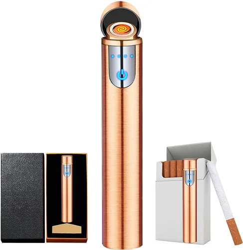Vista 10 de Encendedor inteligente de huellas dactilares, recargable por USB, resistente al viento, sin llama, mini encendedor eléctrico cilíndrico
