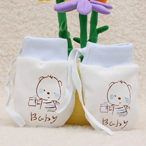 Vista 2 de Lindos guantes de algodón para niños y niñas, guantes ajustables con cordón ajustable para bebés
