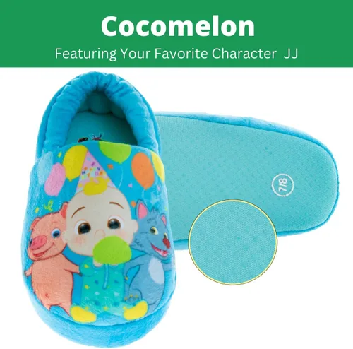 Vista 2 de Josmo Cocomelon - Pantuflas para niños y niñas, zapatos de casa para niños y niñas, pantuflas de felpa cálidas, zapatos de cocomelon (bebéniño)