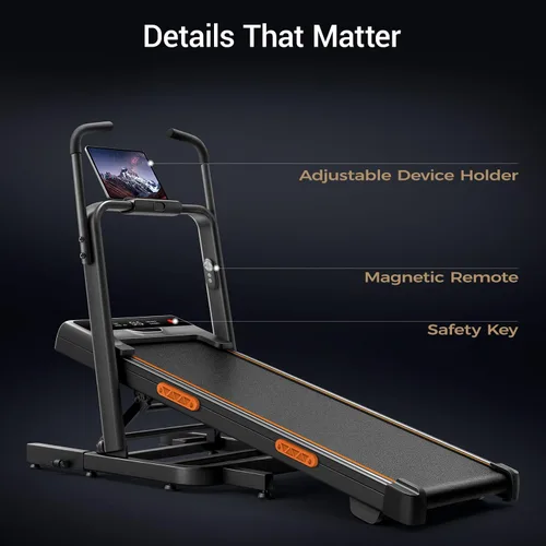 Vista 7 de UMAY Gym 51" Extended Handlebar 40% Treadmill with Incline 350LBS Capacity Black