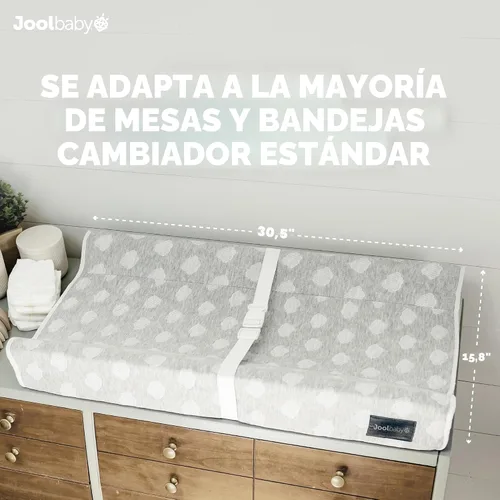 Vista 6 de Jool Baby Serenity Almohadilla de Cambio Suave + Funda Lavable, Antideslizante - Se Adapta a Mesas de Cambio y Cómodas Estándar