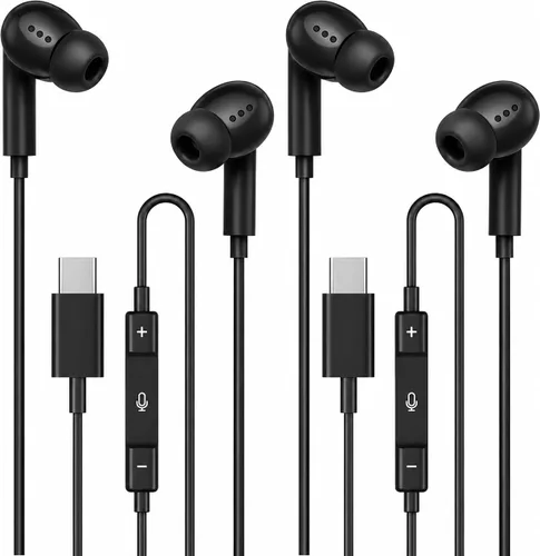 Vista 10 de [Certificado Apple MFi] Auriculares USB C para iPhone 17, 16, 15, auriculares con cable con micrófono y control de volumen, cancelación de ruido