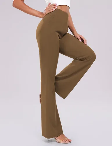 Vista 3 de Kocowoo Women's High Waist Casual Wide Leg Pants, Button Dress Pants for Women, Work Pants with Pockets for Women Office.