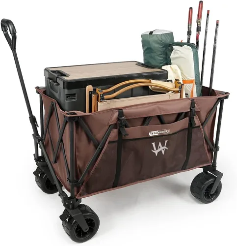 Vista 9 de Whitsunday Carro plegable de alta resistencia, carro utilitario de carga de 380 libras con ruedas grandes todo terreno, carro plegable al aire libre