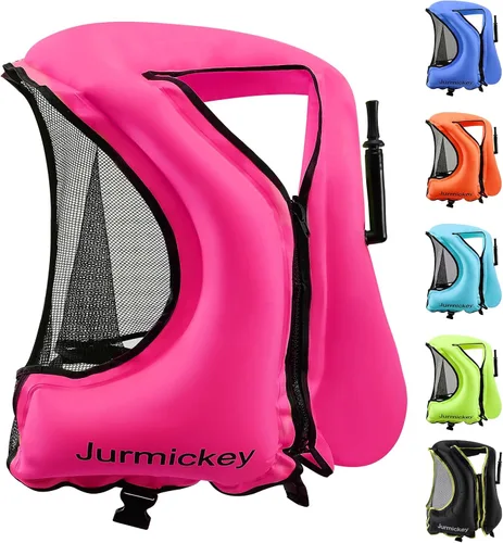 Vista 10 de Chaleco de esnórquel para adultos, chaleco inflable de esnórquel para hombres y mujeres, chaqueta de natación portátil y chaleco de flotabilidad
