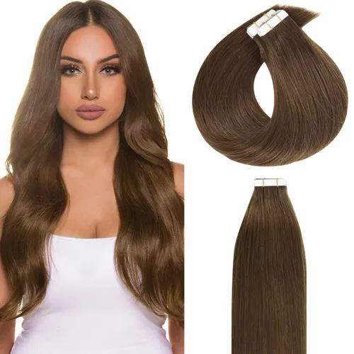 Vista 10 de Lacer Extensiones de cabello humano adhesivas de 12 pulgadas, cinta adhesiva de doble cara para extensiones de cabello de trama cutánea, 20