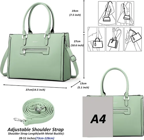 Vista 6 de TANTOMI Structured Satchel Purses for Women, Medium Vegan Leather Top Handle Handbag with Pockets, Classy Work Bag for Ladies