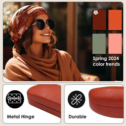 Vista 3 de MyEyeglassCase Estuche grande curvo para gafas de sol - Funda rígida XL para gafas de mujer con bolsa y paño