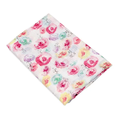 Vista 2 de HonestBaby Paquete de 3 mantas de algodón orgánico, flor de rosa, talla única