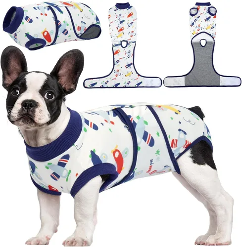 Vista 24 de Kuoser - Traje de recuperación posterior a la cirugía para perros y gatos, camisa profesional y vendaje de heridas abdominales, reemplaza collar