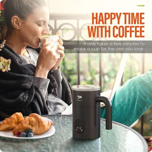 Vista 6 de Espumador de leche y vaporizador 4 en 1, vaporizador de café automático, 350 ml / 11.8 oz, espumador de espuma caliente y fría para café, café