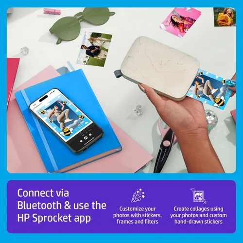 Vista 4 de HP Sprocket Select - Impresora fotográfica instantánea portátil para dispositivos Android e iOS (Eclipse) Paquete de papel Zink