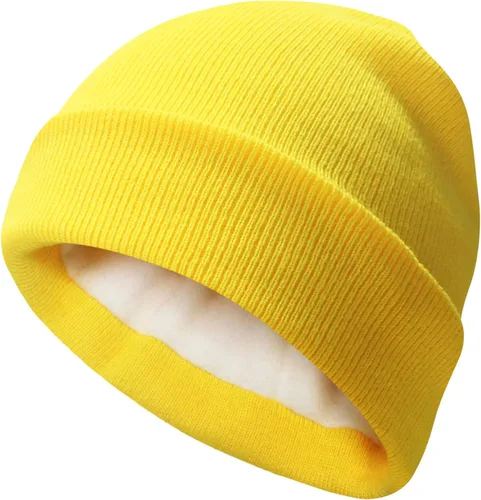 Vista 12 de PFFY Beanie for Men Women Unisex Knit Cuffed Plain Winter Thick Lined Beanies Hats
