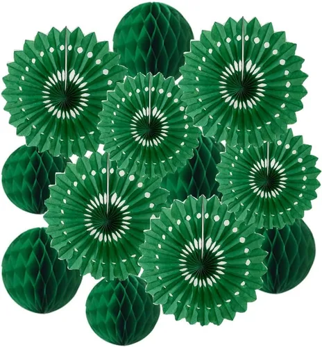 Vista 19 de 12 piezas de bolas de panal de 6 pulgadas y 8 pulgadas, abanicos de papel de seda, abanicos de bolas de panal para fiestas, decoraciones de pared