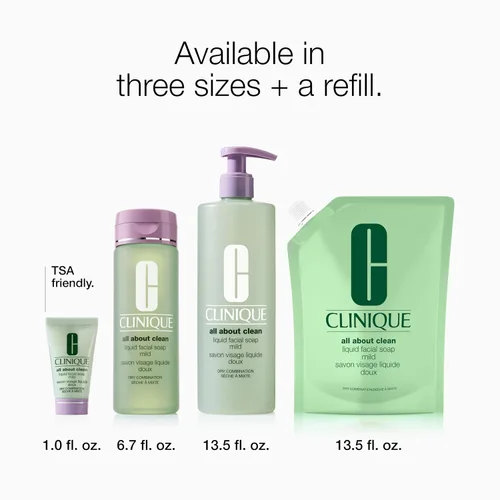 Vista 13 de Clinique All About Clean Liquid Facial Soap Mild Gentle Face Cleanser For Dry Combination Skin Type 2 Face Wash Step 1 in 3-Step Skin Care