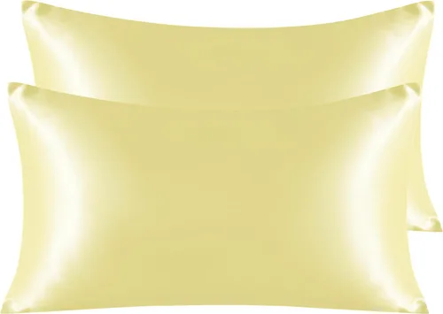 Vista 89 de NTBAY Paquete de 2 fundas de almohada estándar de satén para cabello y piel, lujosas y sedosas fundas de almohada con cierre de sobre, 20 x 26