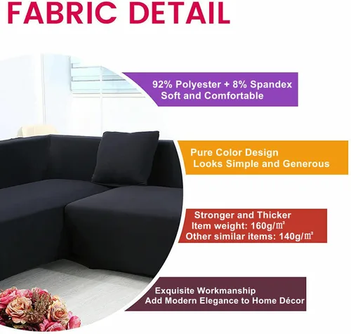 Vista 3 de L Shaped Sectional Sofa Covers 2 Pieces, 1+2 Seater High Elastic Super Stretch Couch Covers, All-Inclusive Non-Slip Slipcover Set with Pillowcases