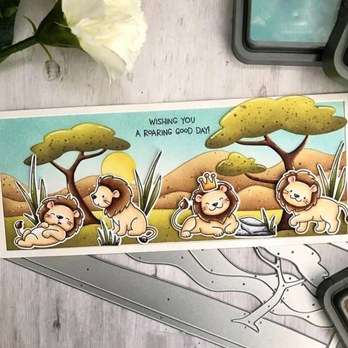 Vista 4 de Wild Birthday Wishes - Juego de sellos y troqueles para hacer tarjetas, sellos transparentes y troqueles de corte de metal para álbumes de recortes