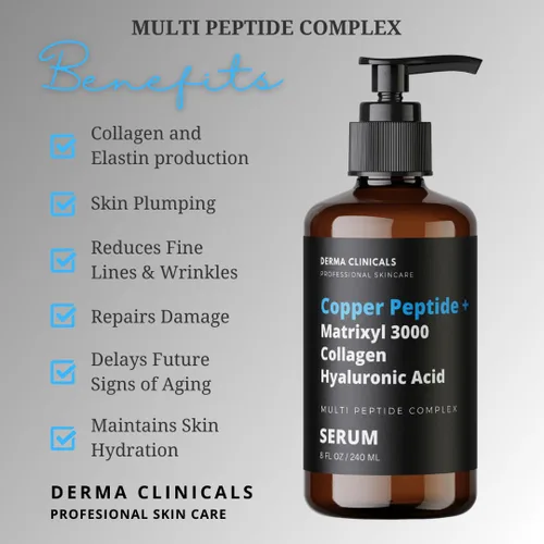Vista 2 de Péptido de cobre + Matrixyl 3000, colágeno, suero de ácido hialurónico para la cara, suero reafirmante y rellenador multipéptido, antiarrugas, suero