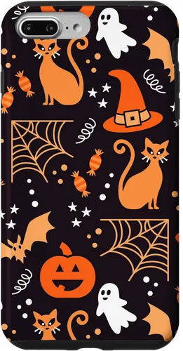 Vista 12 de Carcasa para iPhone 16 Halloween, calabazas, fantasmas, bruja, caramelo, maíz, murciélagos, calaveras