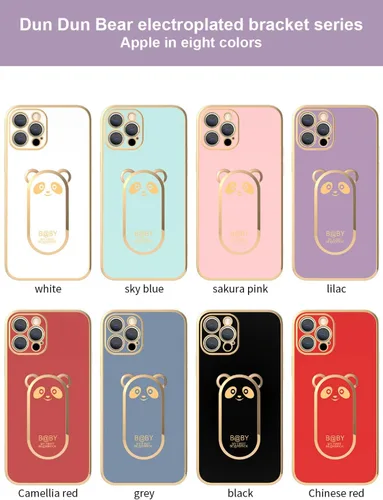 Vista 7 de Funda compatible con Samsung Galaxy A12 5G Carcasas con 6D chapado Panda Hidden Kickstand y protector de lente de cámara, cubierta de TPU Negro