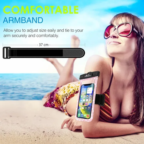 Vista 8 de MoKo Funda impermeable para teléfono, bolsa seca para teléfono celular con correa compatible con iPhone 16, 15, 14, 13, 12, 11 Pro Max, Samsung