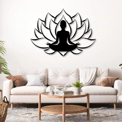 Vista 5 de Arte de pared de flor de loto de metal, decoración de pared de metal zen, decoración de pared de flor de loto, decoración de pared de flor de loto
