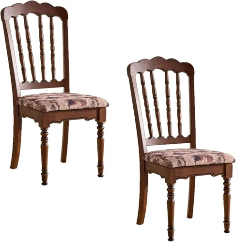 Vista 20 de Wooden Dining Chairs Set of 4 Upholstered Kitchen Chair with Slatted Backrest, Classic Armless Dining Chair for Restaurants/Kitchens(Fabric Cushion