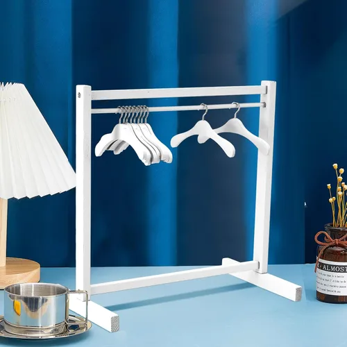 Vista 7 de Civaner 11 piezas de estante de ropa para muñecas con colgador de madera para ropa de muñecas de 18 pulgadas, mini colgadores, accesorios de muebles