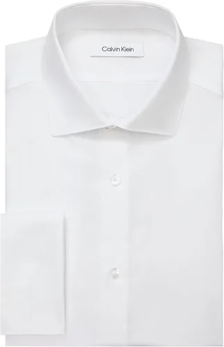 Vista 4 de Calvin Klein Camisa de vestir para hombre ajuste delgado sin planchar puño francés sólido