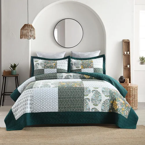 Vista 7 de Secgo Juego de edredón twin para cama - Edredones 100% algodón tamaño twin, colchas negras con 2 fundas de almohada, ropa de cama ligera reversible