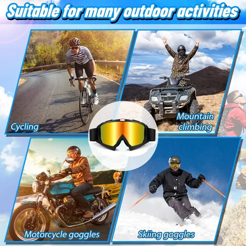 Vista 7 de Tallew Paquete de 4 gafas para motocicleta, gafas para bicicleta de tierra, ATV, UTV, antiarañazos para hombres y mujeres (color simple)